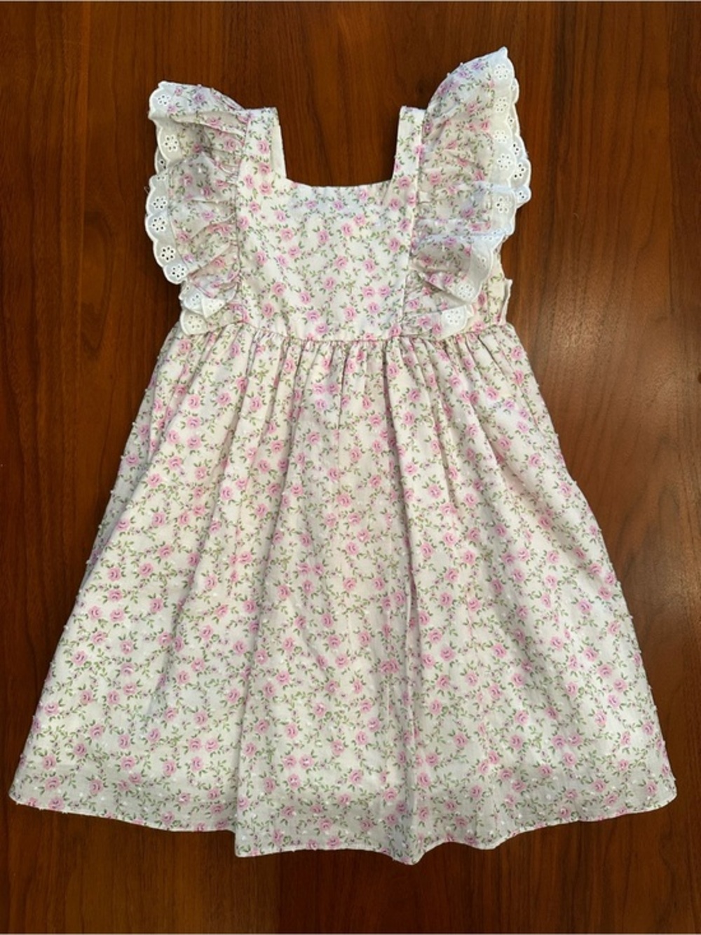 Pippa & Julie Girls Floral Pink Ruffle Sleeve Dress with full lining size 4